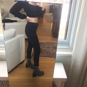 high-waisted skinny black jeans